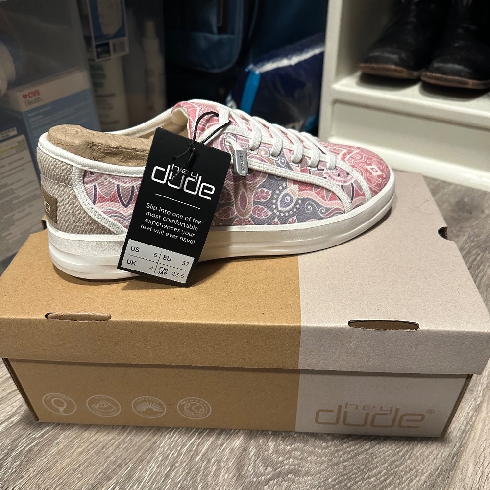 Hey Dude Pink Paisley Women's Sneakers